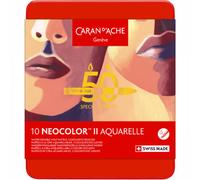 Caran d'Ache NEOCOLOR II Watercolour Pastel Set, 10 Pens, Portrait Edition 50th Anniversary, Water Soluble