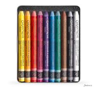 Caran d'Ache Neocolor II Watercolour Crayon Wax 10 Set Metal Box Art Use