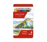 Caran D'Ache Pablo artists quality colouring pencils tin set of 12 assorted water resistant colours