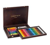 Caran d'Ache Prismalo Colour Pencils 30 + 40 Neocolor II Wax Pastels Wooden Box