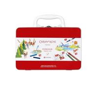 Caran d'Ache Swisscolor 3000.223 Red Metal Travel Set with Metal Locking System and White Plastic Handle