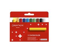 Caran d'Ache Swisscolor 7002.810 Waterproof Wax Pastel Colouring Pencils Pack of 10