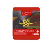 Caran d'Ache Neocolor II Water-Soluble Wax Pastels 50 Year Special Edition - Dark- Tin of 10 Colours, Art Colouring Crayons, Art Lover Gift, Art Set Essentials, Pastels, Colouring