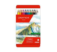 Carand'Ache Caran D'ache Pablo 12 Water-Resistant Colour Pencils - Professional Artist Set In Metal Tin