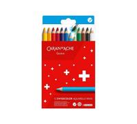 Carand'Ache Caran D'ache Swisscolor 12 Assorted Water-Soluble Colour Pencils Maxi - Chunky Hexagonal Set