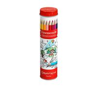 Carand'Ache Caran D'ache Swisscolor 18 Assorted Water Soluble Colour Pencils + Poster In Metal Cylinder