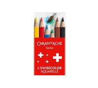 Carand'Ache Caran D'ache Swisscolor 6 Half-Length Water Soluble Colour Pencils - Carded Set