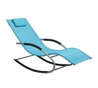 Beliani Steel Rocking Sun Lounger Turquoise CARANO, Blue