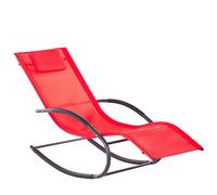 Beliani Steel Rocking Sun Lounger Red CARANO II, Red