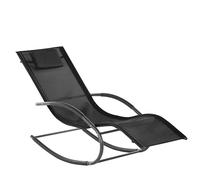 Beliani Steel Rocking Sun Lounger Black CARANO II, Black