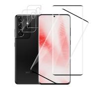 Carantee Pack of 2 + 2 Tempered Glass Screen Protectors for Samsung Galaxy S21 Ultra 5G with Camera Protection, 3D Edge Anti-Bubble Protective Glass, Ultra Clear Anti-Fouling S21 Ultra Screen