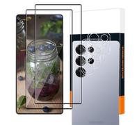 Carantee Pack of 2 + 2 Tempered Glass Screen Protectors for Samsung Galaxy S25 Ultra 5G, 9H Hardness, 3D Full Coverage Protective Glass, Camera Protection, Sensitive Touch, HD Clear S25 Ultra Screen