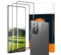 Carantee Pack of 2 + 2 Tempered Glass Screen Protectors for Samsung Note 20, HD Clear 9H Hardness, Extremely Robust, Bubble-Free Note 20 Screen Protector, 3D Full Coverage, Precise Cut-Out Camera