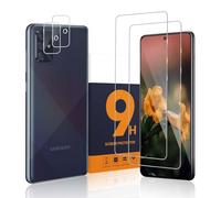 Carantee Pack of 2 Tempered Glass Screen Protectors for Samsung Galaxy A71 5G, + 2 Camera Protection, 9H Hardness, 2.5D Edge Protective Glass, Bubble-Free, Sensitive Touch, Ultra Clear Samsung A71