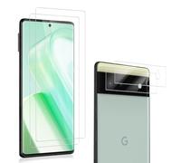 Carantee Tempered Glass Screen Protector for Google Pixel 6, 2+2 Pieces, 9H Hardness, HD Clear Camera Protection, Fingerprint ID Scratch-Resistant Film, Anti-Dust, Bubble-Free Screen Protector