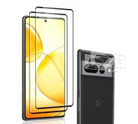 Carantee Tempered Glass Screen Protector for Google Pixel 7 Pro, 2 + 2 Pieces, 9H Hardness, HD Clear, Camera Protection + Screen Protector, Fingerprint ID, Scratch-Resistant, Anti-Dust, Bubble-Free