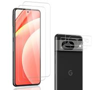 Carantee Tempered Glass Screen Protector for Google Pixel 8, 2 + 2 Pieces, 9H Hardness, HD Clear, Camera Protection + Screen Protector, Fingerprint ID, Scratch-Resistant, Anti-Dust, Bubble-Free for