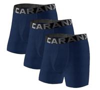 CARANXTEX Boxer Briefs for Men: 3-Pack, Blue, L, High-Waisted, Breathable, Moisture-Wicking, 3D Pouch, Alpha, Regular, Regular