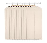 CARASELLE Deluxe 100% Natural Cotton Clothes Cover Protector Bag with Zip, Moth Proof Garment Covers Wardrobe Storage for Suits/Long Dress for Women (123 x 57 cm, pack of 10)