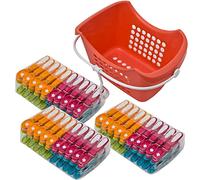 Caraselle Extra Strong Non-Slip Clothes Pegs for Washing Line, Clothes Pegs Strong & Robust your clothes plus items such as Sheets, Blankets & Towels (60 Pack & Peg Caddy Bundle)