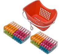 Caraselle Extra Strong Non-Slip Clothes Pegs for Washing Line, Clothes Pegs Strong & Robust your clothes plus items such as Sheets, Blankets & Towels (40 Pack & Peg Caddy Bundle)