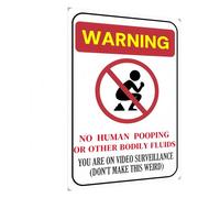 Carastora Humorous Surveillance Yard Sign - "No Human Waste or Bodily Fluids" Message - For Home or Business Security - UV Resistant, Weatherproof, Easy to Install, 12x8 in.
