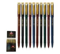 CARAT Ballpoint Pens, BLUE, Fine Point (0.7mm), Pack of 10, Comfort Grip, Smooth Ball Pens, Perfect for School Office Home Use, iZOFAX