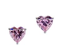 CARAT* LONDON 9ct White Gold Pink Cubic Zirconia Heart Stud Earrings