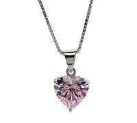 CARAT* LONDON 9ct White Gold, Pink Heart Shaped Pendant.