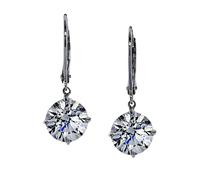CARAT* LONDON 9ct White Gold Stone Set Round Drop Earrings