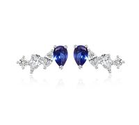CARAT* LONDON Abigail Sterling Silver Sapphire & CZ Climber Earrings