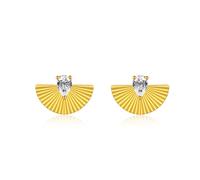 CARAT* LONDON Celene Yellow Gold Vermeil Fan Shaped Stud Earrings