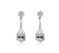 CARAT* LONDON Kendall White Gold Plate Round & CZ Pear Drop Earrings
