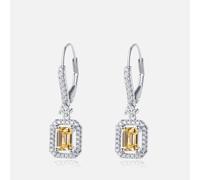 Carat London Moxie Emerald Borderset White Gold-Plated Earrings