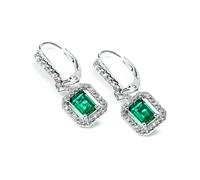 CARAT* LONDON Moxie Silver Green Cubic Zirconia Emerald Cut Drop Earrings
