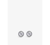 Carat London Womens Carat London Gwen Round-Shaped Sterling Silver and 0.45ct Cubic Zirconia Stud Earrings Silver 1 Size