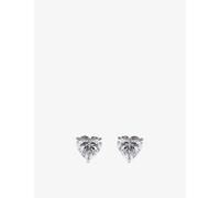 Carat London Womens Silver Camden Heart 9ct White-gold and Cubic Zirconia Stud Earrings 1 Size