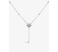 Carat London Womens Silver Camelia Flower-shaped Sterling and Cubic Zirconia Pendant Necklace 1 Size