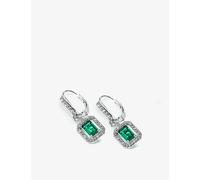 CARAT* LONDON Moxie Silver Green Cubic Zirconia Emerald Cut Drop Earrings