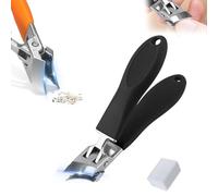 Carat Slanted Nail Clippers, Carat Wide Jaw Opening Anti-Splash Slanted Nail Clipper, Nail Clipper for Ingrown Toenail Eagle Beak Nail Clippers (Black, 1 PCS)