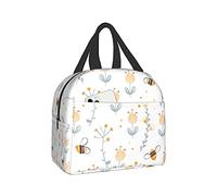 carati Cute bee Lunch Box Bento Bag, Insulated Lunch Boxes Waterproof Lunch Bag, Reusable Lunch Tote With Front Pocket For Office Picnic Hiking Beach