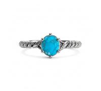 CaratYogi 925 Sterling Silver Natural Turquoise Ring for Women | Antique Style Twisted Beaded Band | Astrology Gemstone Engagement & Fashion Jewelry