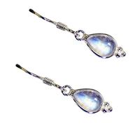 CaratYogi Real Rainbow Moonstone Earring for Women 925 Sterling Silver Jewelery Pear Shape Drop Style Chakra Healing