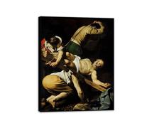 Caravaggio Art Prints on canvas Crucifixion of Saint Peter Poster Baroque Wall Art Christian Art Paintings Picture for Living Room Bedroom 80x60cm(32x24in) Black Framed