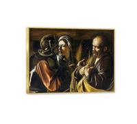 Caravaggio Art Prints on Canvas The Denial of Saint Peter Poster Baroque Wall Art Christian painting Picture for Living Room Bedroom Office 65x50cm(26x19in) Framed