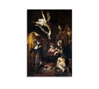 Caravaggio ArtWork - Nativity with St. Francis And St. Lawrence Print Poster Painting On Canvas Wall Art Scroll Picture Print Living Room Walls Decor Homes 16x24inch(40x60cm)