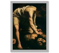 Caravaggio David Goliath Religious Painting Artwork Framed Wall Art Print A4 Artery8 Light Grey One Size