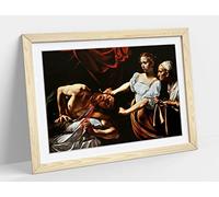 Caravaggio, Judith Beheading Holofernes Framed Wall Art Print Picture - A1 - Light Oak Frame