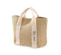 Caravan Apron With Pockets Large Capacity Beach Straw Bag Buckle Hand Held Shoulder Bag Beach Play Summer Storage Large Capacity Straw Bag Bags Art 20th Century, beige, One Size