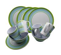 Caravan Camping Melamine Dinner Set 16pc (Picnic BBQ Outdoor Dining Party Tableware Green)